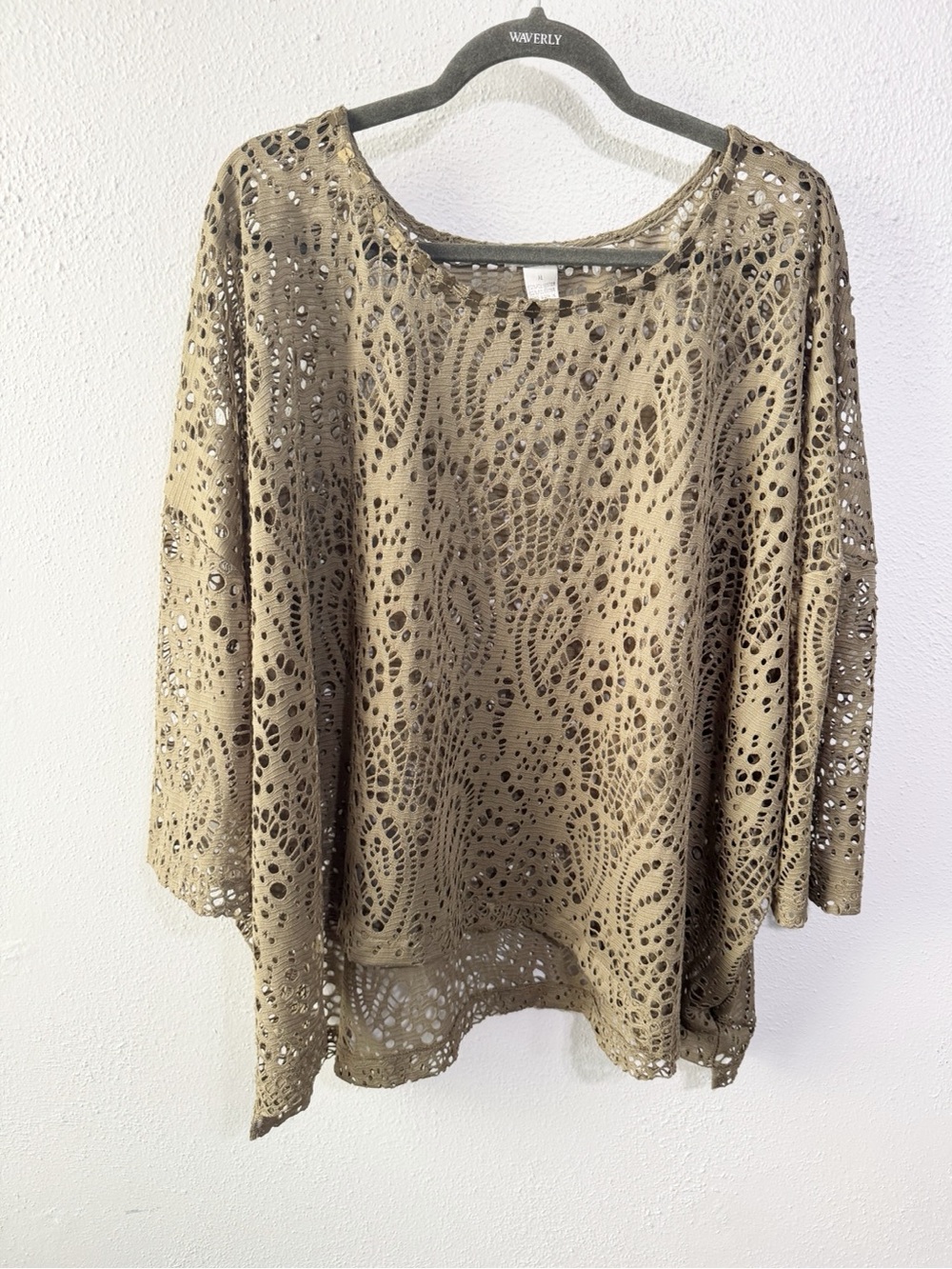Alberto Makali Olive Crochet Lace Long-Sleeve Tunic xl